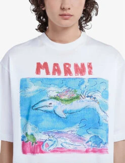 Marni Graphic-print Cotton-jersey T-shirt -Reisi Clothing Shop R04110608 LILYWHITE ALT04