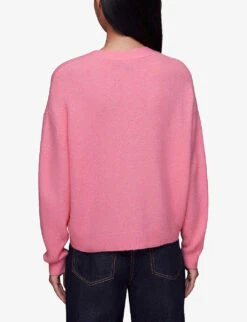 Whistles Stella Double-pocket V-neck Stretch-knit Cardigan -Reisi Clothing Shop R04110652 PINK ALT03