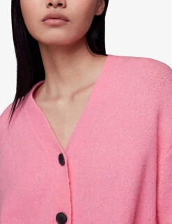 Whistles Stella Double-pocket V-neck Stretch-knit Cardigan -Reisi Clothing Shop R04110652 PINK ALT04