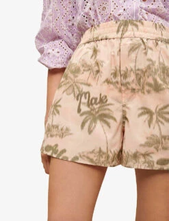 Maje Iloha Palm-print Elasticated-waist Woven Shorts -Reisi Clothing Shop R04110654 IMPRIME ALT04