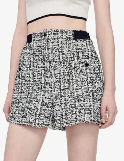 Sandro Darren High-rise Woven Shorts -Reisi Clothing Shop R04111163 NOIRGRIS ALT04
