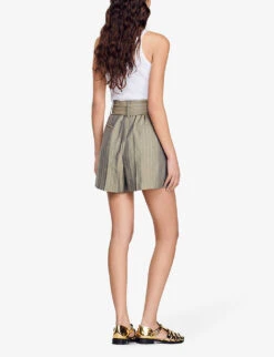 Sandro Loose-fit Striped Woven Shorts -Reisi Clothing Shop R04111256 VERTS ALT03