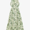 Sandro Annecy Floral-print Linen-blend Midi Dress