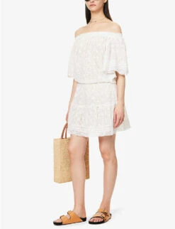 Melissa Odabash Michelle Floral-embroidered Woven Mini Dress -Reisi Clothing Shop R04111517 WHITE ALT01