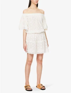 Melissa Odabash Michelle Floral-embroidered Woven Mini Dress -Reisi Clothing Shop R04111517 WHITE ALT02