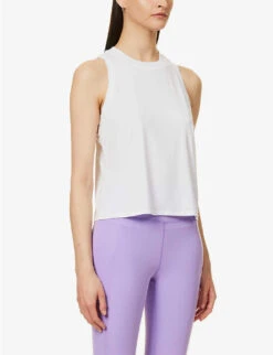 Vuori Energy Sleeveless Logo-patch Stretch-jersey Top 9 Vuori Energy Sleeveless Logo-patch Stretch-jersey Top -Reisi Clothing Shop R04114824 WHITE ALT02