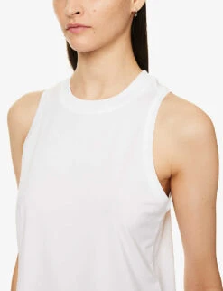 Vuori Energy Sleeveless Logo-patch Stretch-jersey Top 11 Vuori Energy Sleeveless Logo-patch Stretch-jersey Top -Reisi Clothing Shop R04114824 WHITE ALT04
