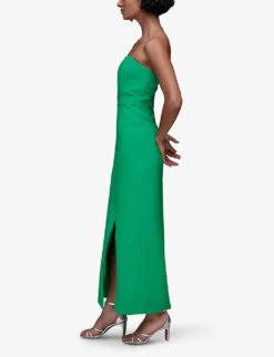 Whistles Gemma Strapless Stretch-recycled Polyester Maxi Dress -Reisi Clothing Shop R04118637 GREEN ALT02
