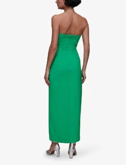 Whistles Gemma Strapless Stretch-recycled Polyester Maxi Dress -Reisi Clothing Shop R04118637 GREEN ALT03