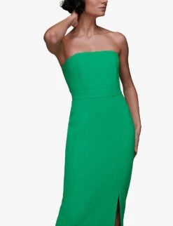 Whistles Gemma Strapless Stretch-recycled Polyester Maxi Dress -Reisi Clothing Shop R04118637 GREEN ALT04