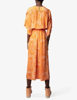 Zadig & Voltaire Rusty Paisley-print Silk Midi Dress -Reisi Clothing Shop R04119651 CORAIL ALT03