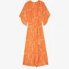 Zadig & Voltaire Rusty Paisley-print Silk Midi Dress -Reisi Clothing Shop R04119651 CORAIL M