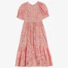 Ted Baker Puff-sleeve Tiered Woven Maxi Dress -Reisi Clothing Shop R04122508 CORAL M
