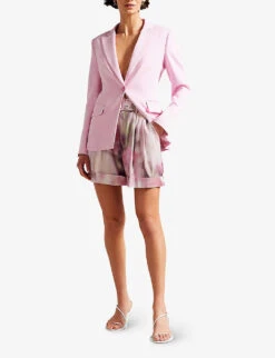 Ted Baker Floral-print Tailored High-rise Woven Shorts -Reisi Clothing Shop R04122510 CORAL ALT01