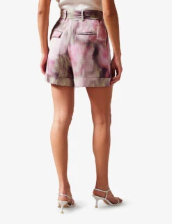Ted Baker Floral-print Tailored High-rise Woven Shorts -Reisi Clothing Shop R04122510 CORAL ALT03