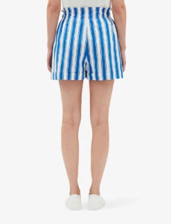 CLAUDIE PIERLOT Striped High-rise Cotton Shorts -Reisi Clothing Shop R04122992 DIVERS ALT03