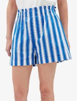 CLAUDIE PIERLOT Striped High-rise Cotton Shorts -Reisi Clothing Shop R04122992 DIVERS ALT04