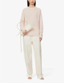 Toteme Scoop-neck Logo-embroidered Alpaca Wool, Cashmere And Silk-blend Jumper -Reisi Clothing Shop R04124846 POWDER ALT01