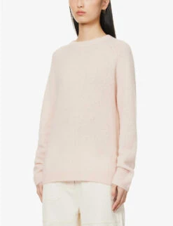 Toteme Scoop-neck Logo-embroidered Alpaca Wool, Cashmere And Silk-blend Jumper -Reisi Clothing Shop R04124846 POWDER ALT02