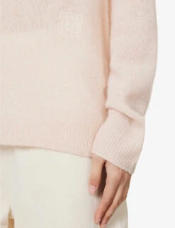 Toteme Scoop-neck Logo-embroidered Alpaca Wool, Cashmere And Silk-blend Jumper -Reisi Clothing Shop R04124846 POWDER ALT04