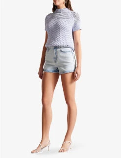 Ted Baker Gianahh High-rise Stretch-denim Shorts -Reisi Clothing Shop R04125133 LTWASH ALT01