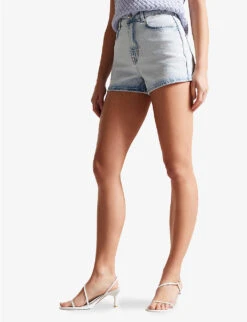 Ted Baker Gianahh High-rise Stretch-denim Shorts -Reisi Clothing Shop R04125133 LTWASH ALT02