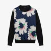 Ted Baker Marola Floral-print Panelled Satin And Knitted Jumper -Reisi Clothing Shop R04125136 DKNAVY M