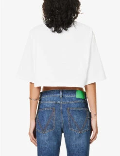 STELLA MCCARTNEY Brand-embossed Relaxed-fit Cotton-jersey T-shirt -Reisi Clothing Shop R04125586 PUREWHITE ALT03