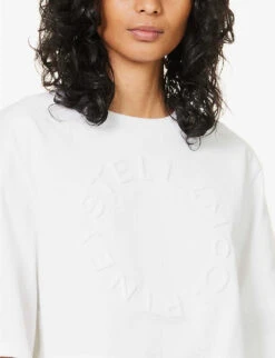 STELLA MCCARTNEY Brand-embossed Relaxed-fit Cotton-jersey T-shirt -Reisi Clothing Shop R04125586 PUREWHITE ALT04