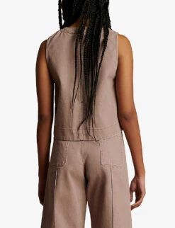 Soeur Pampa Boxy-shape Sleeveless Coated-canvas Top -Reisi Clothing Shop R04125742 PURPLE ALT02