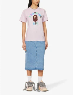 College Logo-print Cotton-jersey T-shirt -Reisi Clothing Shop R04126037 PURPLE ALT01