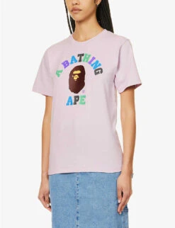 College Logo-print Cotton-jersey T-shirt -Reisi Clothing Shop R04126037 PURPLE ALT02