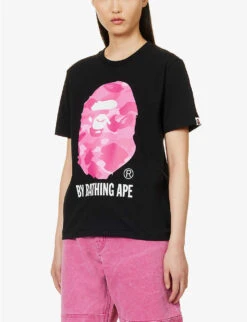 Camouflage-print Brand-patch Cotton-jersey T-shirt -Reisi Clothing Shop R04126054 BLACKXYELLOW ALT02