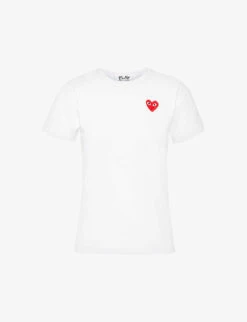 Comme Des Garçons Play Heart-appliqué Slim-fit Cotton-jersey Top