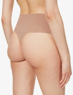 Spanx Undie-tectable Mid-rise Stretch-woven Thong -Reisi Clothing Shop R04126541 CAFEAULAIT ALT03