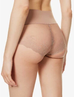 Spanx Undie-tectable Floral-lace Woven Briefs -Reisi Clothing Shop R04126543 CAFEAULAIT ALT03
