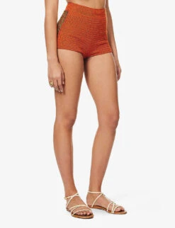 Rosemary High-rise Knitted Shorts -Reisi Clothing Shop R04126884 GOLDFLAME ALT02