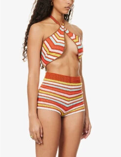 Chevron-pattern Crochet-knit Shorts -Reisi Clothing Shop R04126885 MULTI ALT02