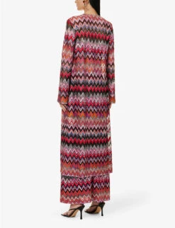 Missoni Chevron-pattern Semi-sheer Knitted Cardigan -Reisi Clothing Shop R04127049 PINKBLACK ALT03