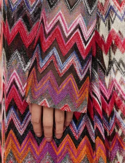 Missoni Chevron-pattern Semi-sheer Knitted Cardigan -Reisi Clothing Shop R04127049 PINKBLACK ALT05