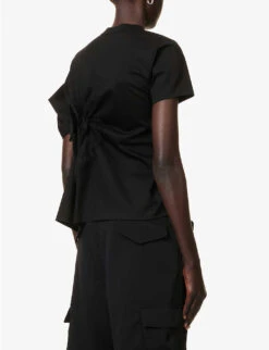 Tulle-appliqué Regular-fit Cotton-jersey T-shirt -Reisi Clothing Shop R04127329 BLACK ALT03