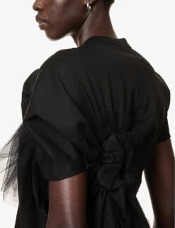 Tulle-appliqué Regular-fit Cotton-jersey T-shirt -Reisi Clothing Shop R04127329 BLACK ALT04