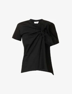 Tulle-appliqué Regular-fit Cotton-jersey T-shirt