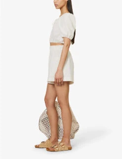 Emilia Frilled-trim Organic-cotton Shorts -Reisi Clothing Shop R04128926 WHITE ALT01