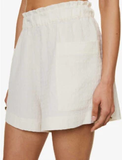 Emilia Frilled-trim Organic-cotton Shorts -Reisi Clothing Shop R04128926 WHITE ALT04
