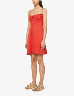 Dora Sweetheart-neckline Woven Mini Dress -Reisi Clothing Shop R04128935 SQUASHRED ALT02