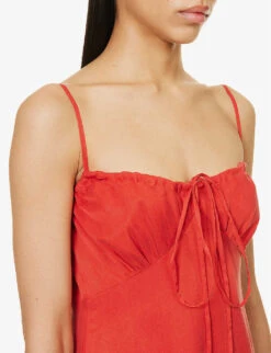 Dora Sweetheart-neckline Woven Mini Dress -Reisi Clothing Shop R04128935 SQUASHRED ALT04