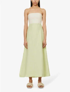 Penelope Sleeveless Organic-linen Midi Dress -Reisi Clothing Shop R04128936 NEONLIME ALT02