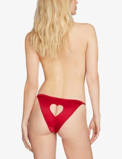 AGENT PROVOCATEUR Ettie Ouvert Cut-out Heart-motif Stretch-silk Briefs -Reisi Clothing Shop R04129116 RED ALT02