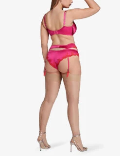 AGENT PROVOCATEUR Molly Lace-trim Stretch-silk Suspender Belt -Reisi Clothing Shop R04129125 PINK ALT03